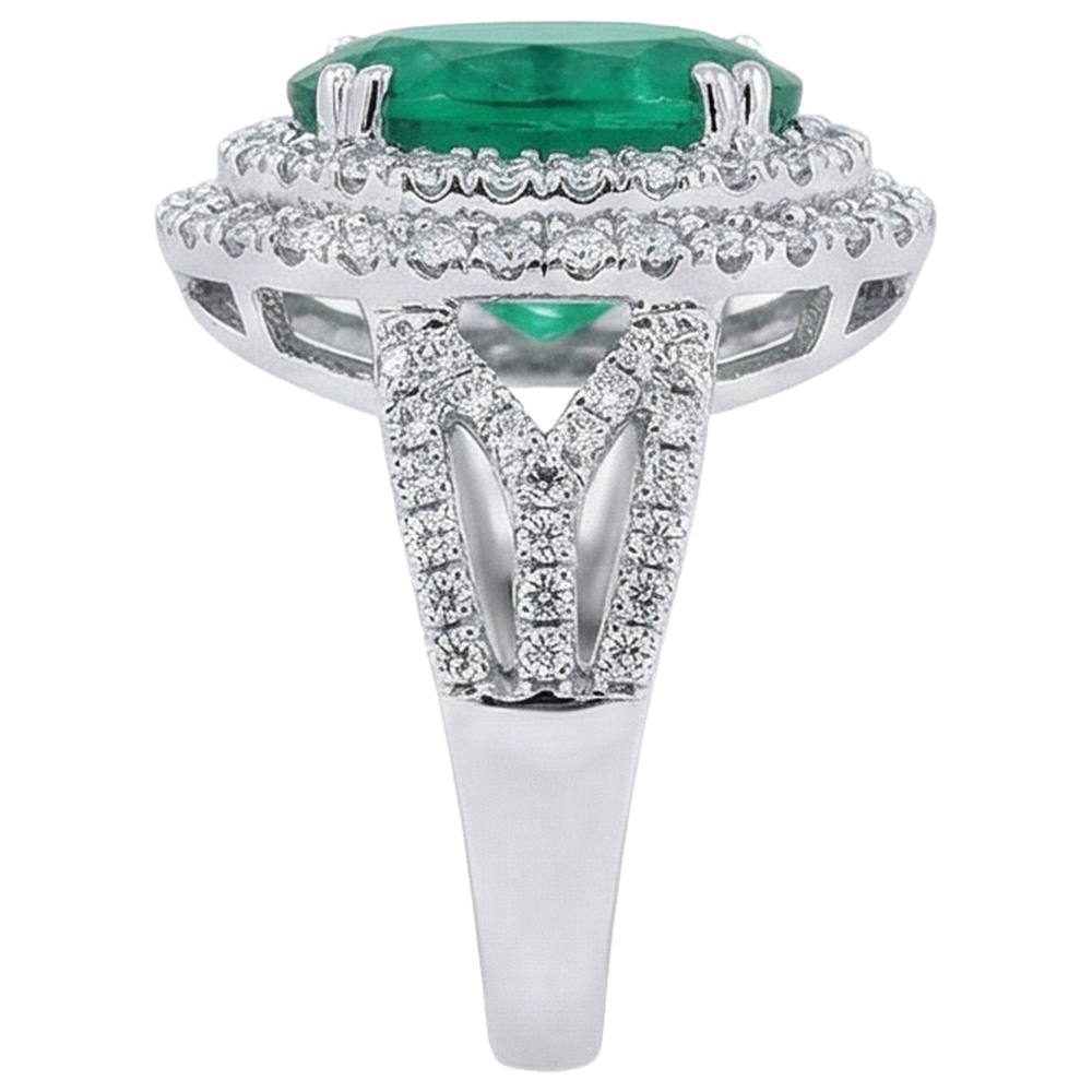 naturel oval émeraude 11.25carats bague vue de dessus