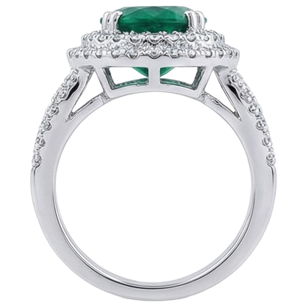 naturel oval émeraude 11.25carats bague vue de profil