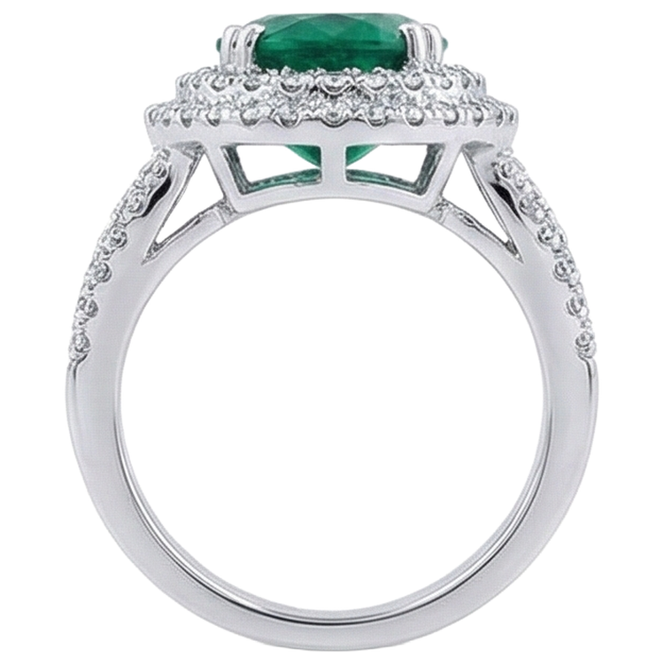 naturel oval émeraude 11.25carats bague vue de profil