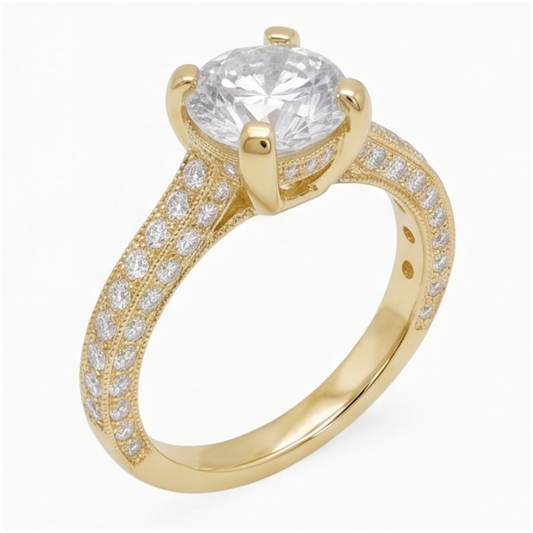 Bague Anniversaire En Or Jaune à 3Cts De Véritable Diamants Naturels Extraits des Mines ( et non cultivés en laboratoire ) Magnifiques
