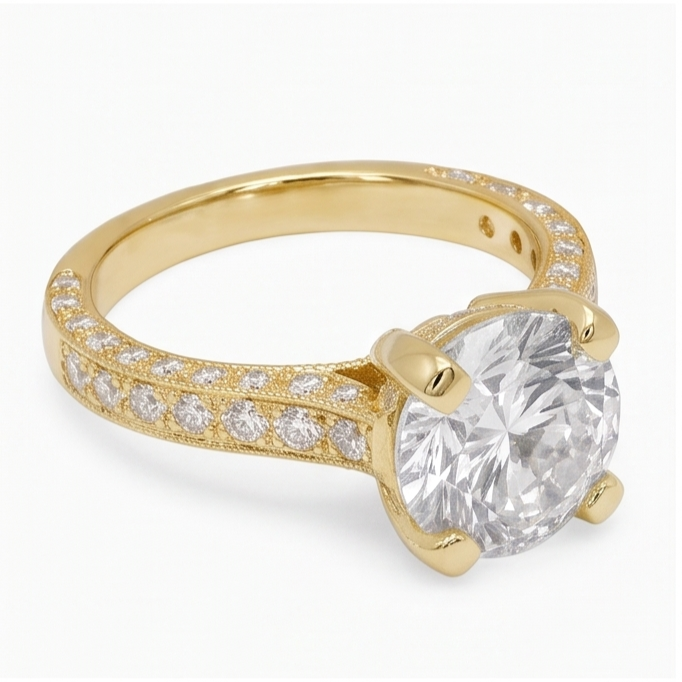 Bague Anniversaire En Or Jaune à 3Cts De Véritable Diamants Naturels Extraits des Mines ( et non cultivés en laboratoire ) Magnifiques