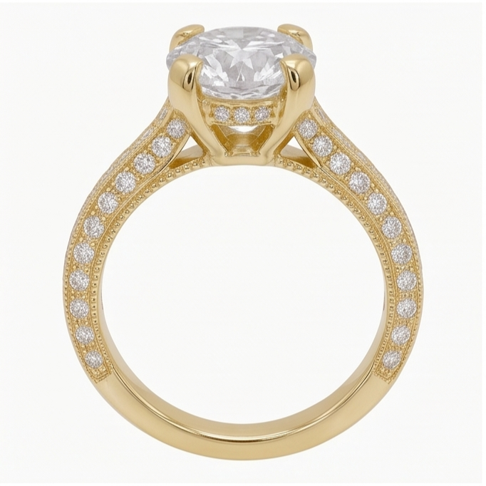 Bague Anniversaire En Or Jaune à 3Cts De Véritable Diamants Naturels Extraits des Mines ( et non cultivés en laboratoire ) Magnifiques