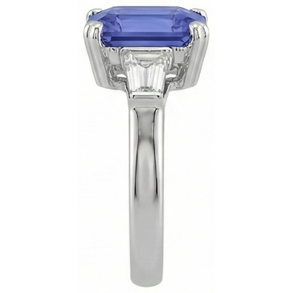 naturel radiant saphir 3carats bague vue de profil