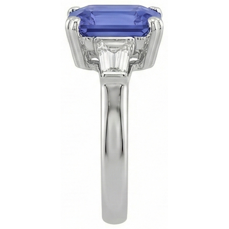 naturel radiant saphir 3carats bague vue de profil