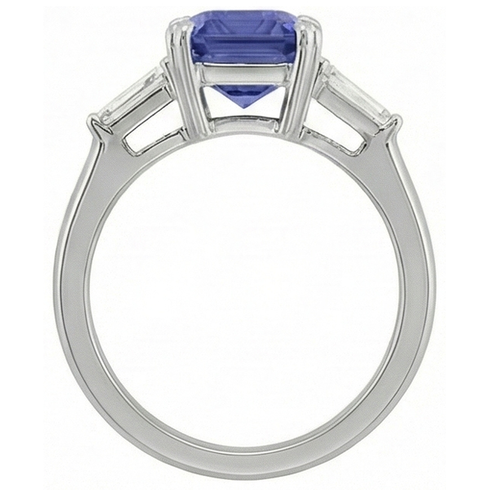 naturel radiant saphir 3carats bague sur blanc