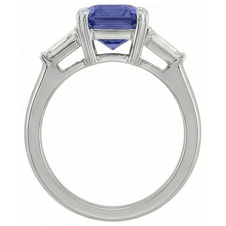 naturel radiant saphir 3carats bague sur blanc