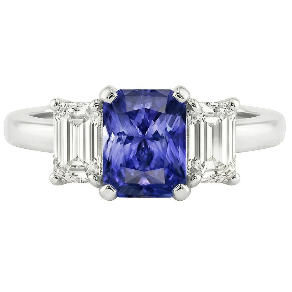 naturel radiant saphir 1.50carats bague détail rapproché