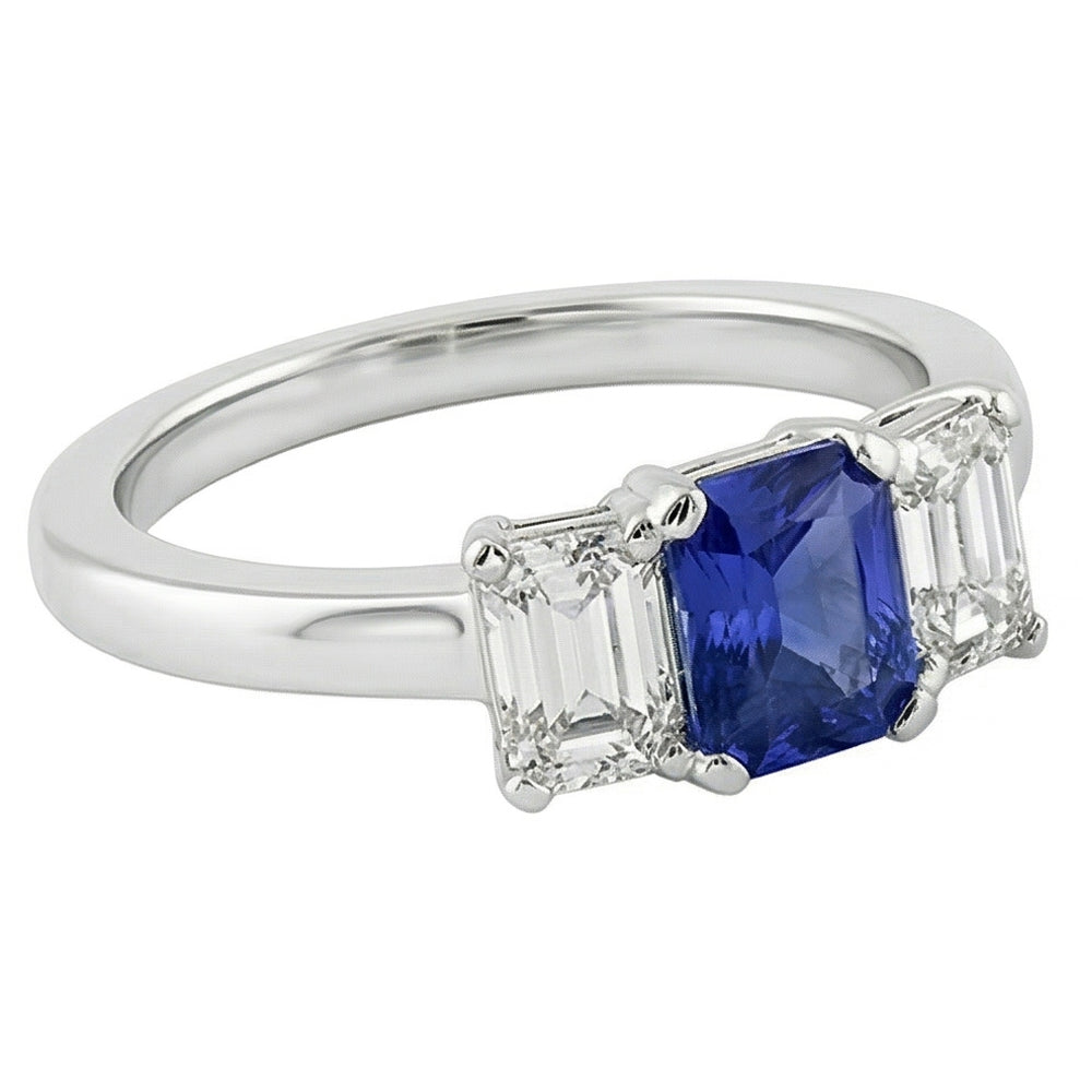 naturel radiant saphir 1.50carats bague vue de dessus