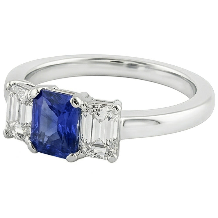 naturel radiant saphir 1.50carats bague vue de profil