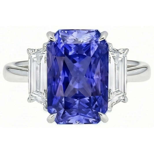 naturel radiant saphir 5.50carats bague angle de côté