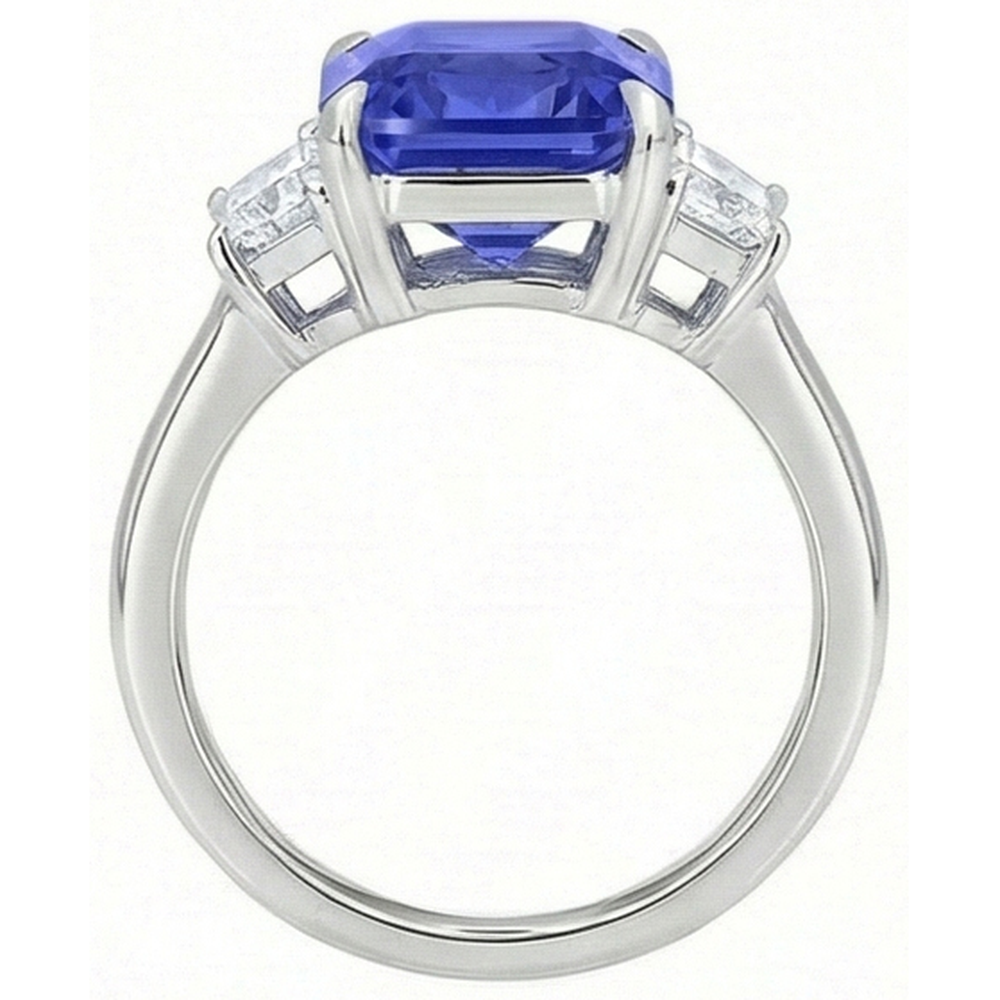 naturel radiant saphir 5.50carats bague vue de dessus