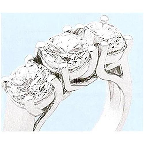 Bague Anniversaire Femme Réel Diamant Or Blanc Trois Pierres 1.50 Carats
