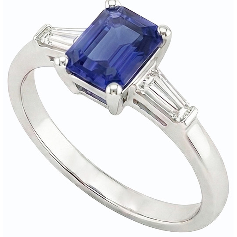 naturel baguette diamant 1.75carats bague vue de face