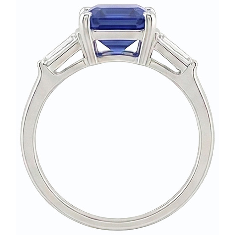 naturel baguette diamant 1.75carats bague vue de profil
