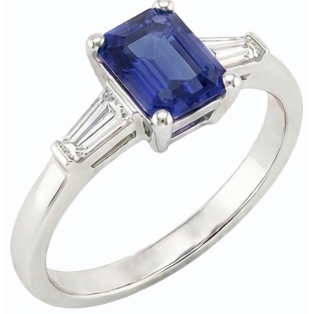 naturel baguette diamant 1.75carats bague détail rapproché