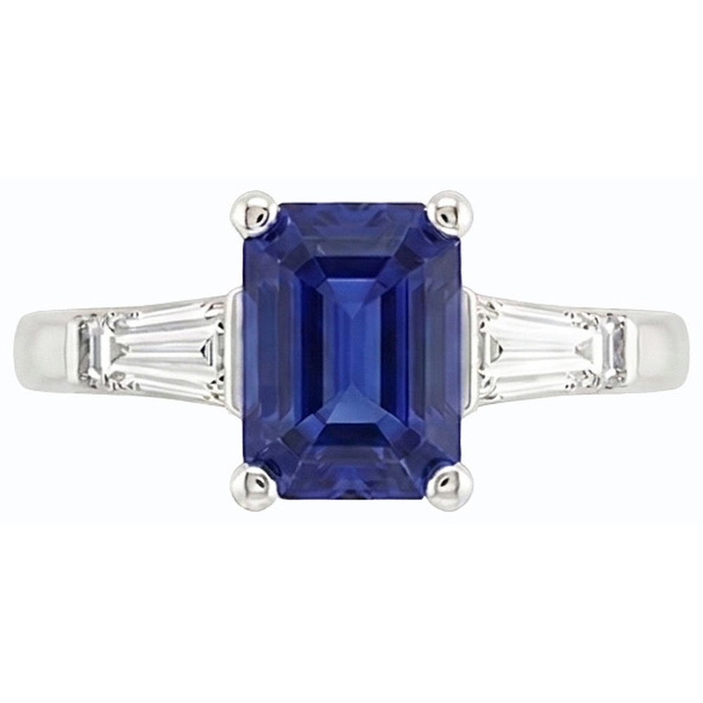 naturel baguette diamant 1.75carats bague angle de côté