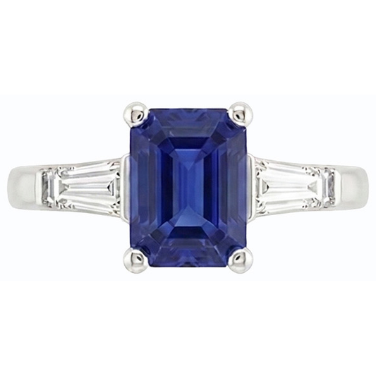 naturel baguette diamant 1.75carats bague angle de côté