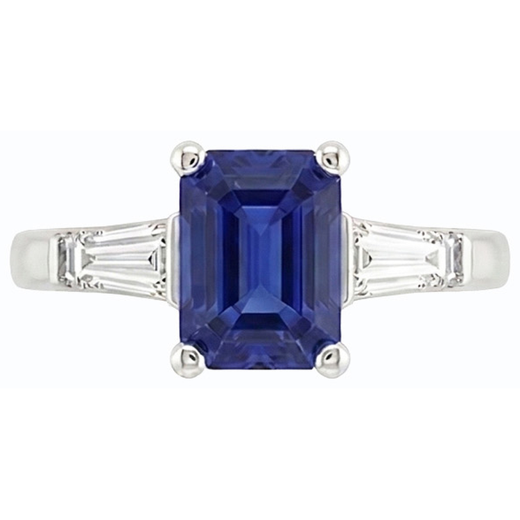 naturel baguette diamant 1.75carats bague angle de côté
