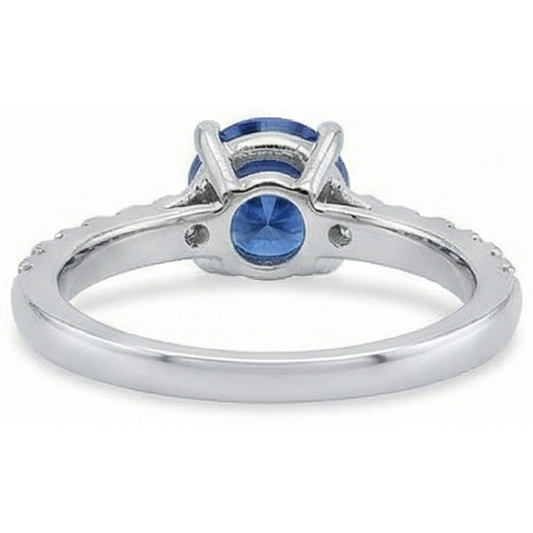 Bague Anniversaire Grand Saphir De Ceylan Rond Avec Diamants Naturels Extraits des Mines ( et non cultivés en laboratoire ) 3.30 Carats