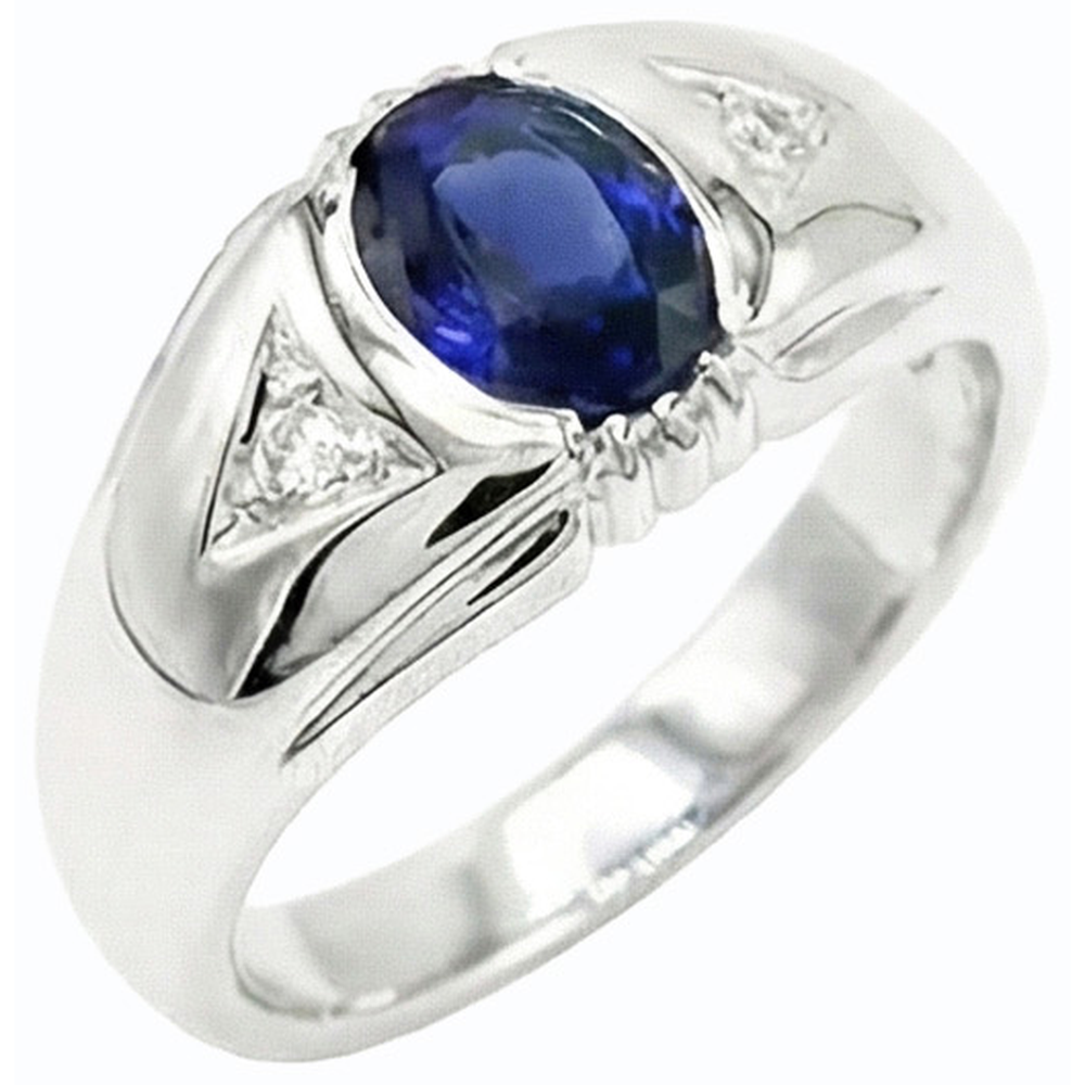 naturel oval saphir 1.25carats bague angle de côté