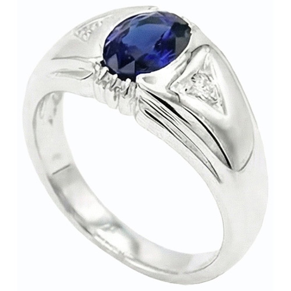 naturel oval saphir 1.25carats bague détail rapproché