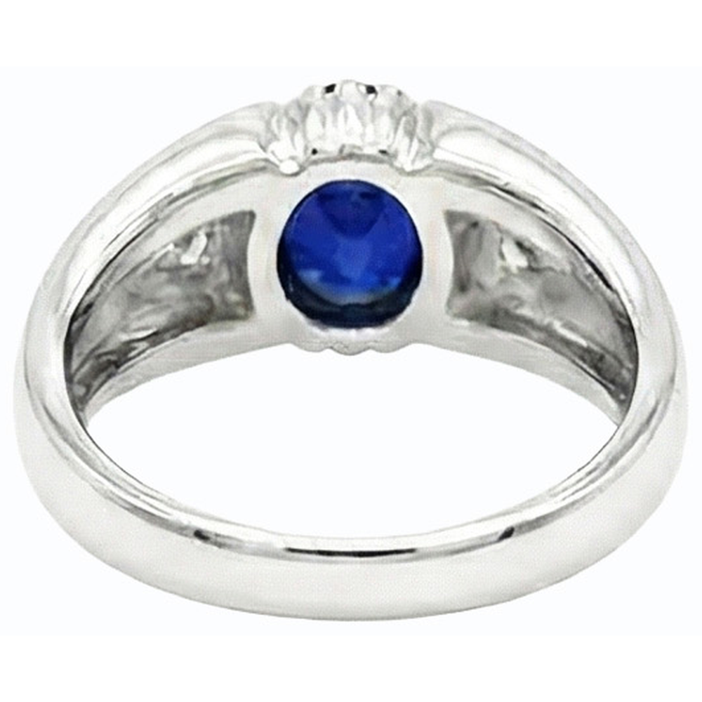 naturel oval saphir 1.25carats bague vue de dessus