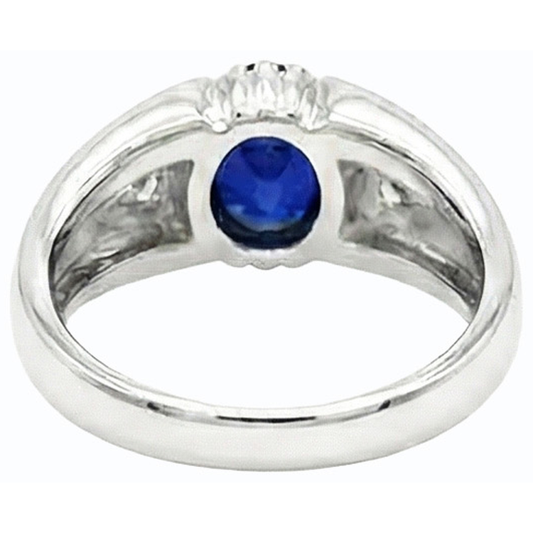 naturel oval saphir 1.25carats bague vue de dessus