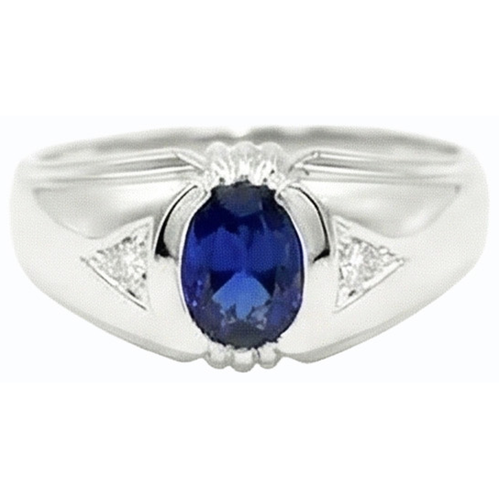 naturel oval saphir 1.25carats bague vue de profil