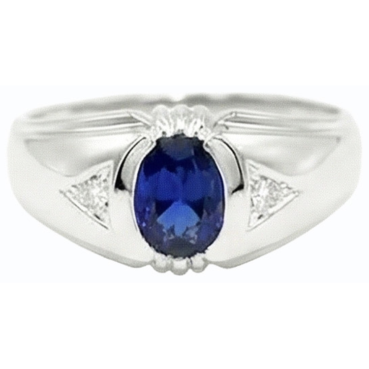 naturel oval saphir 1.25carats bague vue de profil