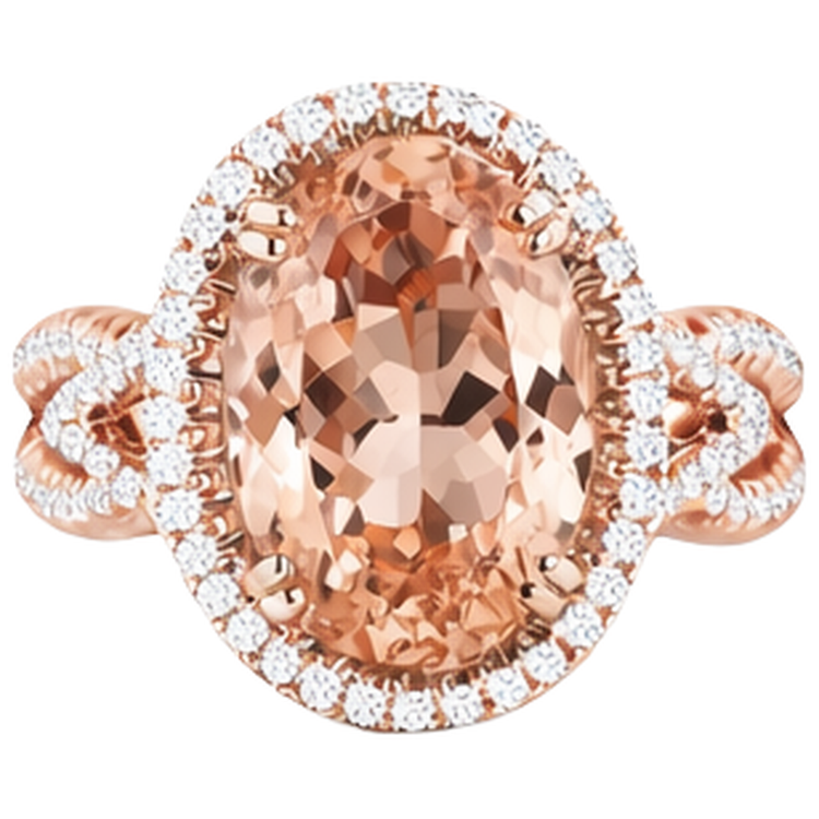 naturel oval morganite 14carats bague angle de côté
