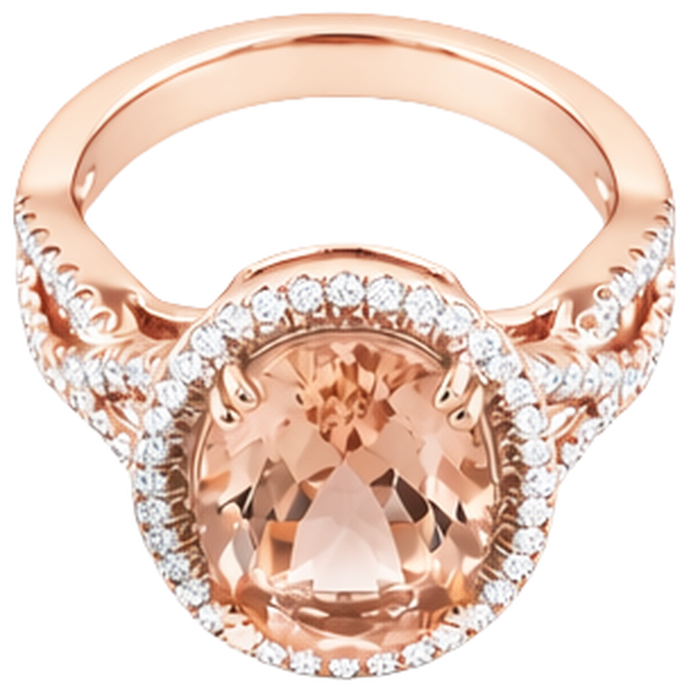 naturel oval morganite 14carats bague détail rapproché
