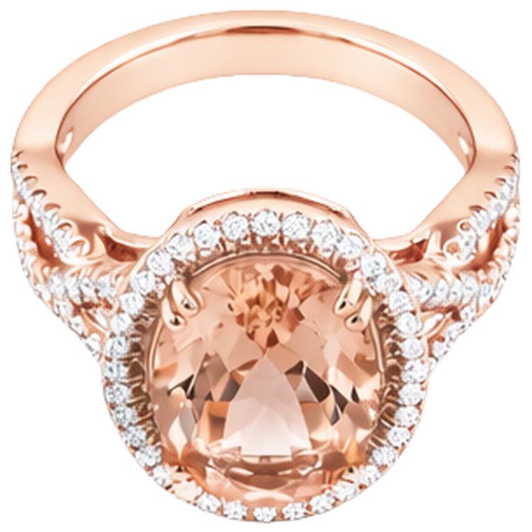 naturel oval morganite 14carats bague détail rapproché