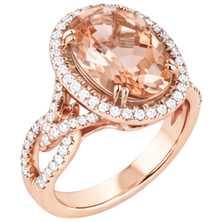 naturel oval morganite 14carats bague vue de dessus