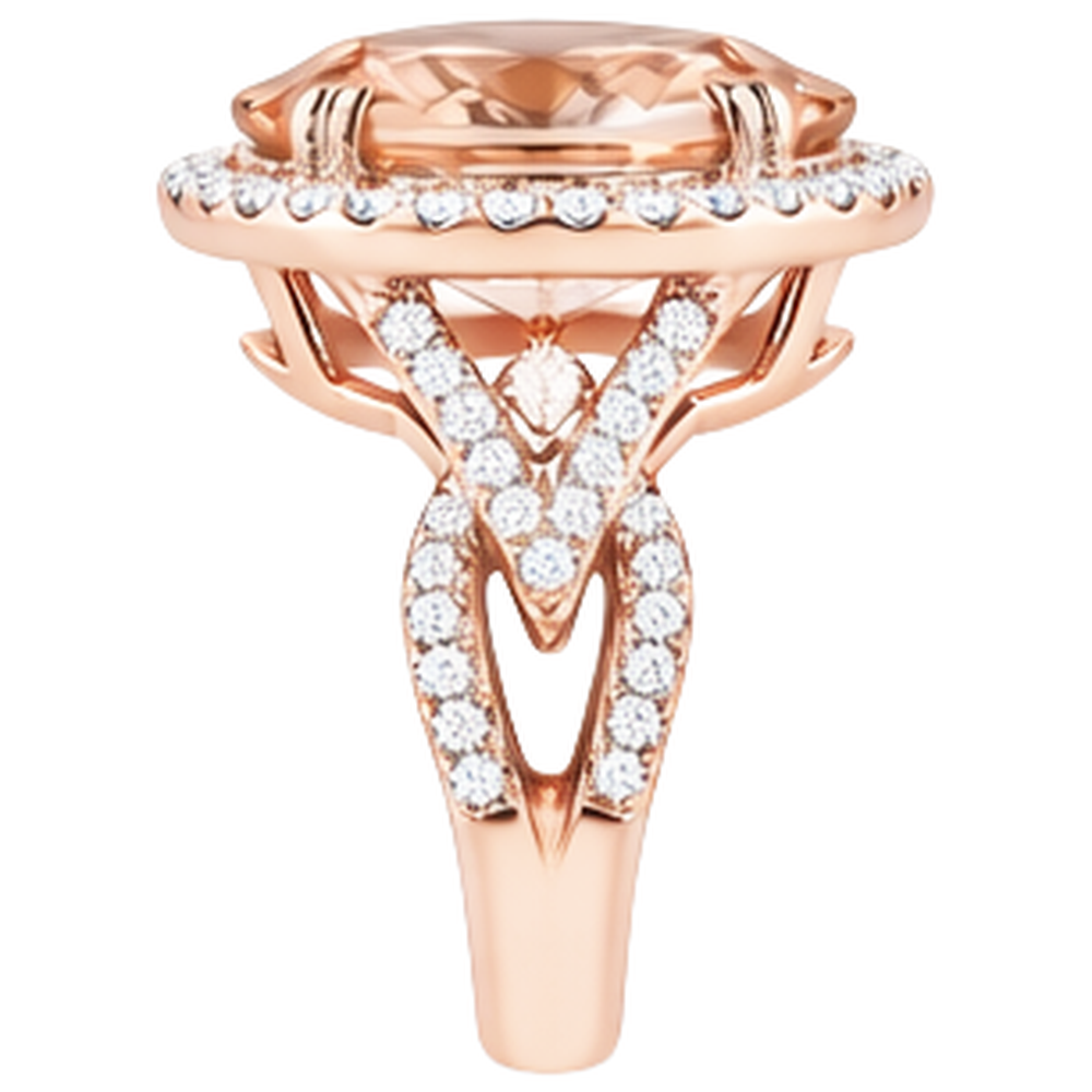 naturel oval morganite 14carats bague vue de profil