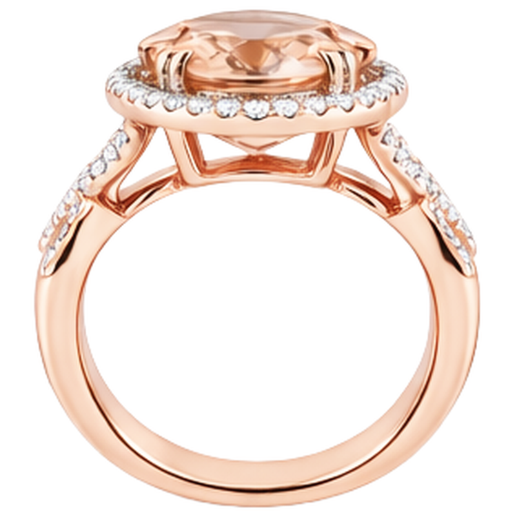 naturel oval morganite 14carats bague sur blanc