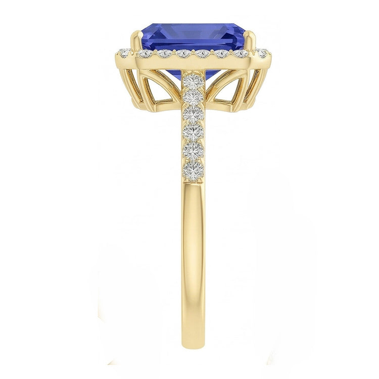 naturel radiant diamant 4carats bague vue de dessus