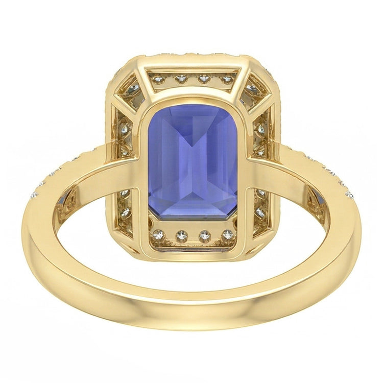 naturel radiant diamant 4carats bague vue de profil