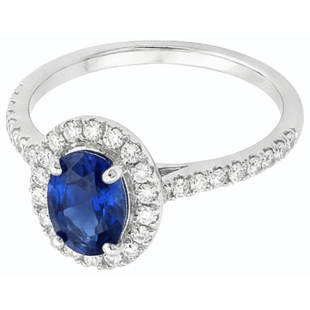 naturel oval saphir 4carats bague vue de face