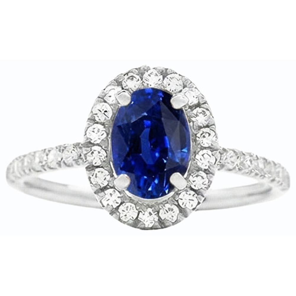 naturel oval saphir 4carats bague vue de dessus