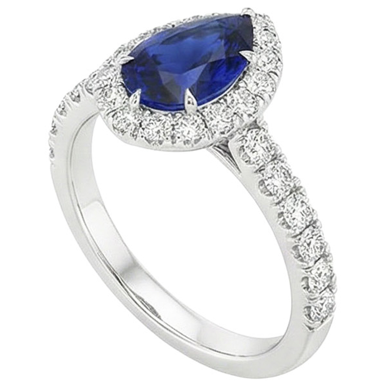 naturel pear diamant 4.50carats bague détail rapproché