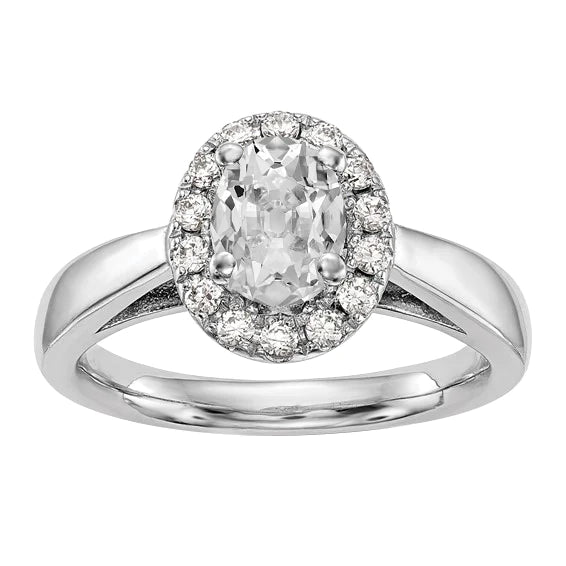 Bague Anniversaire Halo Réel Diamant Ovale Taille Ancienne 3.75 Carats Tige Conique