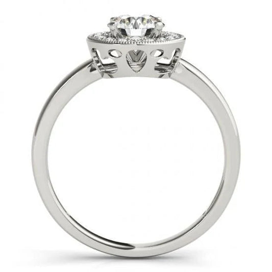 Bague Anniversaire Halo Réel Diamant Rond 1.75 Carats Or Blanc 14K