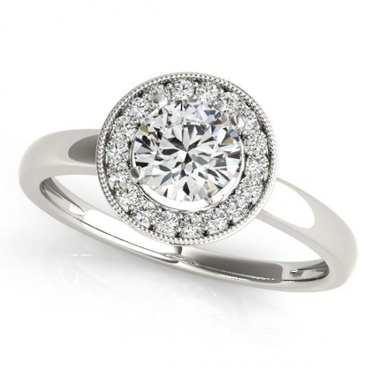 Bague Anniversaire Halo Réel Diamant Rond 1.75 Carats Or Blanc 14K
