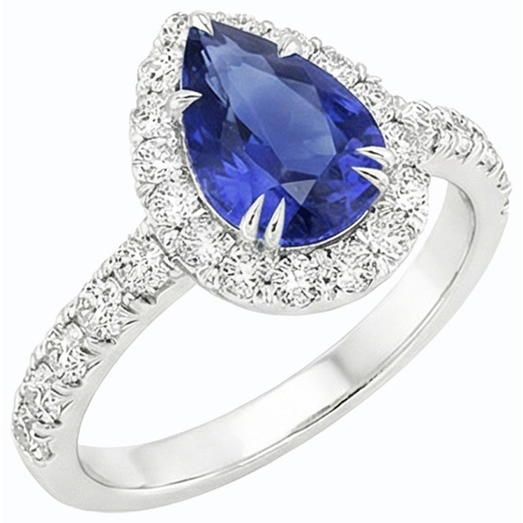 naturel pear diamant 4.50carats bague angle de côté