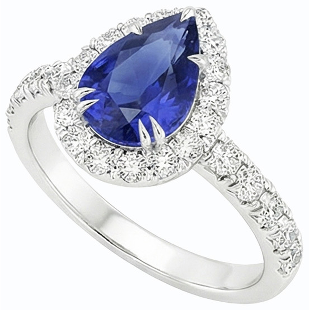 naturel pear diamant 4.50carats bague détail rapproché
