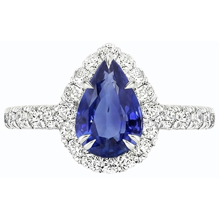 naturel pear diamant 4.50carats bague vue de dessus