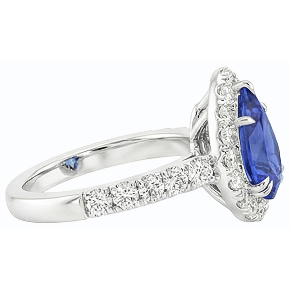naturel pear diamant 4.50carats bague vue de profil