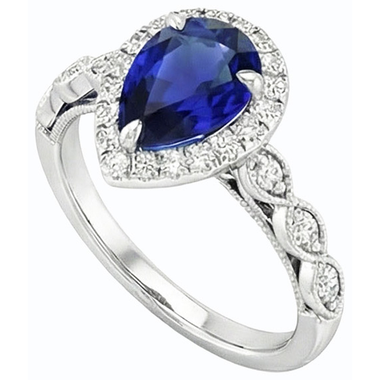 naturel pear diamant 2.50carats bague angle de côté