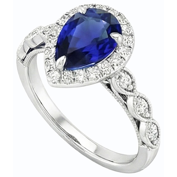naturel pear diamant 2.50carats bague angle de côté