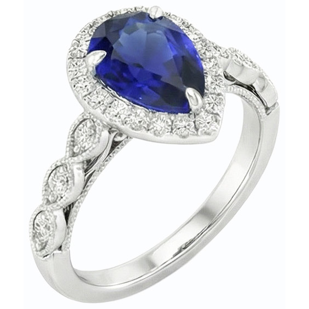 naturel pear diamant 2.50carats bague détail rapproché